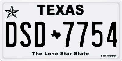 TX license plate DSD7754