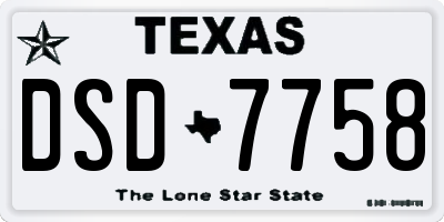 TX license plate DSD7758