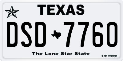 TX license plate DSD7760