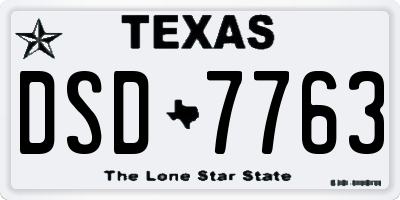 TX license plate DSD7763
