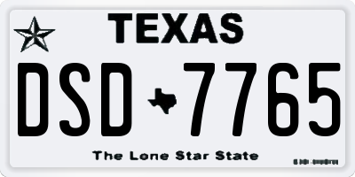 TX license plate DSD7765