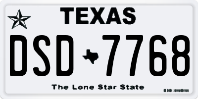 TX license plate DSD7768