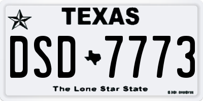 TX license plate DSD7773
