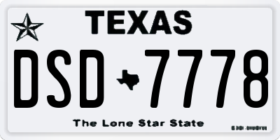 TX license plate DSD7778