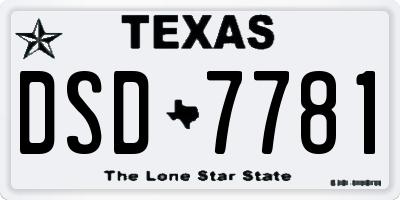 TX license plate DSD7781