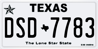 TX license plate DSD7783