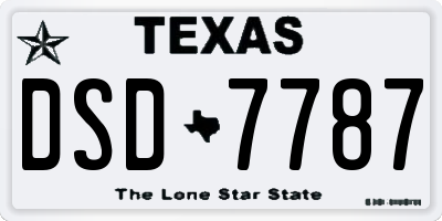 TX license plate DSD7787