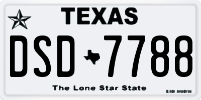 TX license plate DSD7788