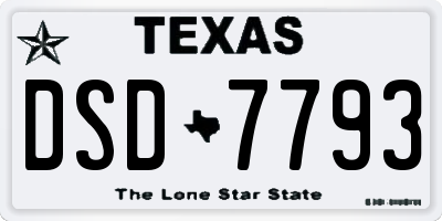 TX license plate DSD7793
