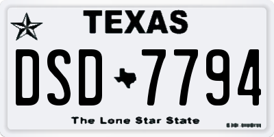 TX license plate DSD7794