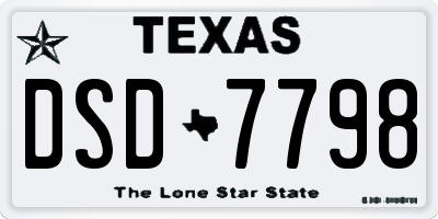 TX license plate DSD7798