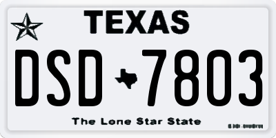TX license plate DSD7803