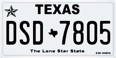 TX license plate DSD7805