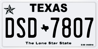 TX license plate DSD7807
