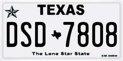 TX license plate DSD7808