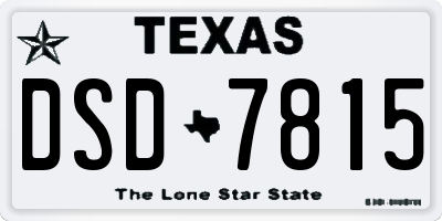 TX license plate DSD7815
