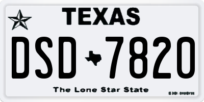 TX license plate DSD7820