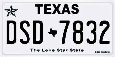 TX license plate DSD7832