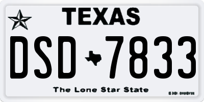 TX license plate DSD7833