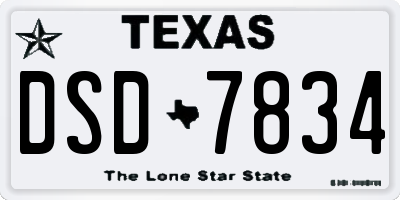 TX license plate DSD7834