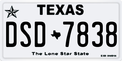 TX license plate DSD7838