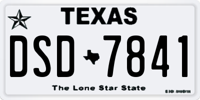 TX license plate DSD7841