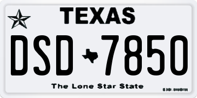 TX license plate DSD7850