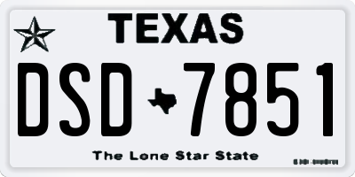 TX license plate DSD7851