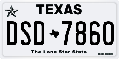 TX license plate DSD7860
