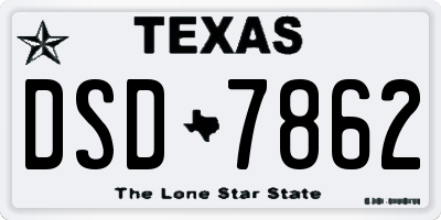 TX license plate DSD7862