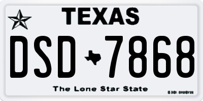 TX license plate DSD7868