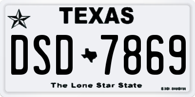 TX license plate DSD7869