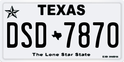 TX license plate DSD7870