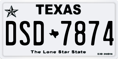 TX license plate DSD7874