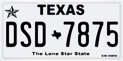 TX license plate DSD7875