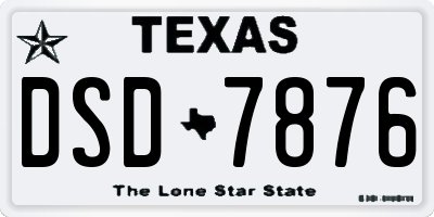 TX license plate DSD7876
