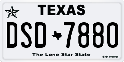 TX license plate DSD7880