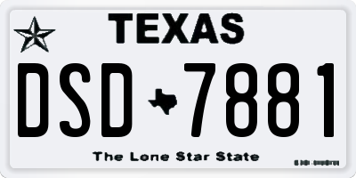 TX license plate DSD7881