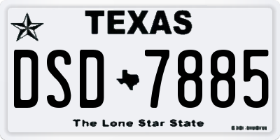 TX license plate DSD7885