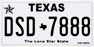 TX license plate DSD7888