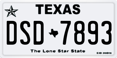 TX license plate DSD7893