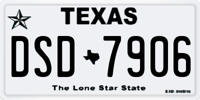 TX license plate DSD7906
