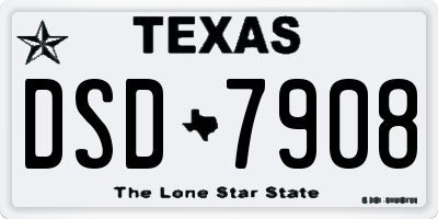 TX license plate DSD7908