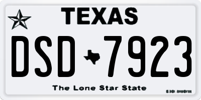 TX license plate DSD7923