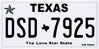 TX license plate DSD7925