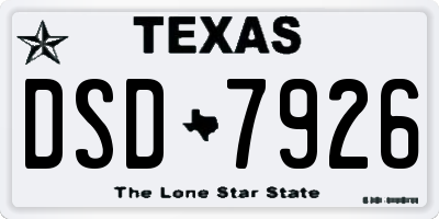 TX license plate DSD7926