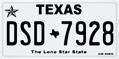 TX license plate DSD7928