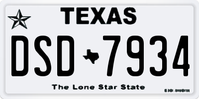TX license plate DSD7934