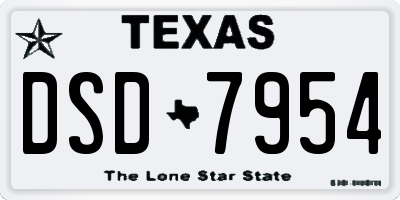 TX license plate DSD7954