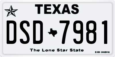 TX license plate DSD7981